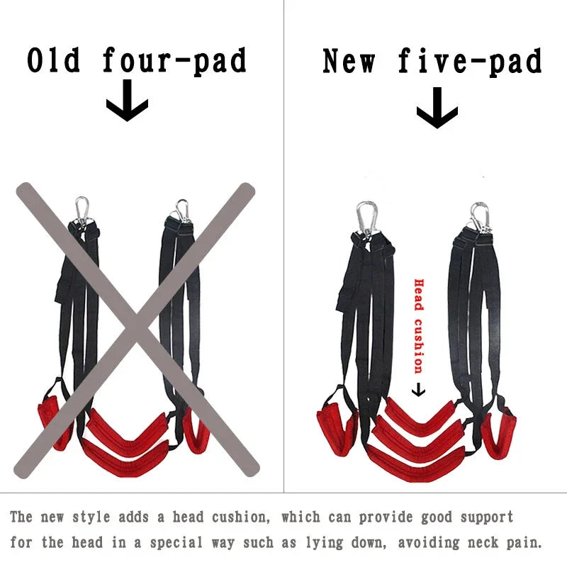 Upgraded sex swing with back and leg support for ultimate pleasure and fun