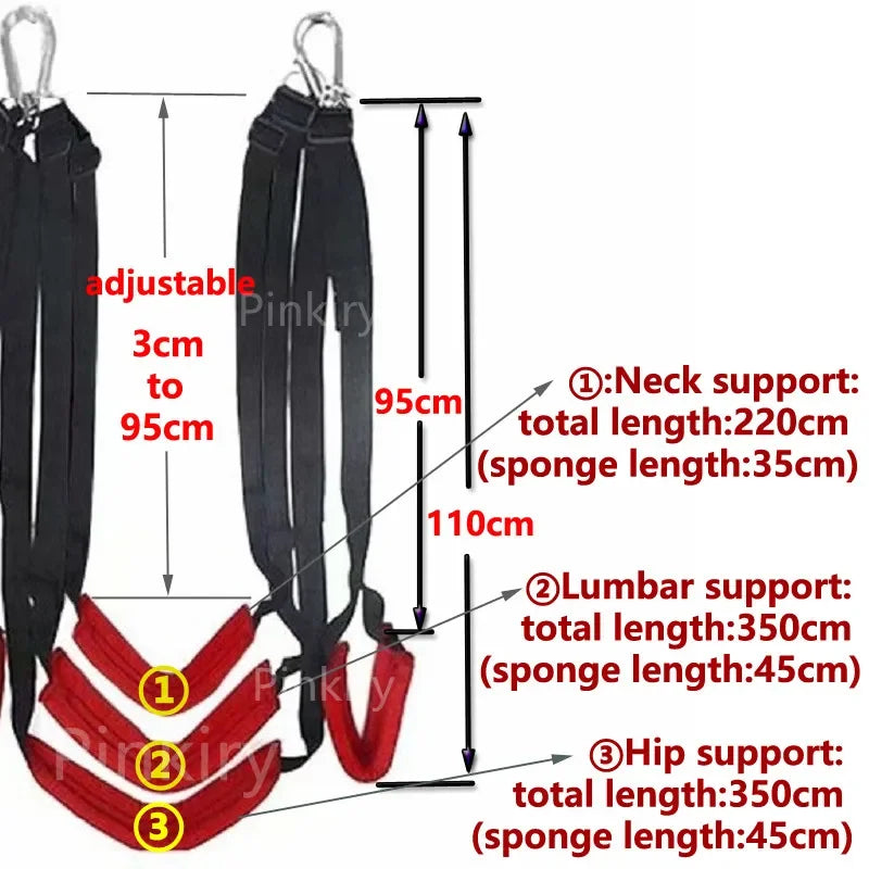 Upgraded sex swing with back and leg support for ultimate pleasure and fun